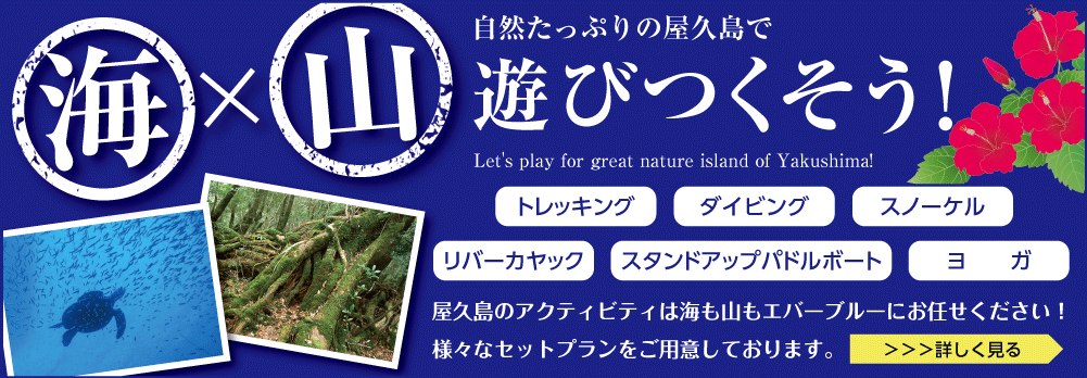 自然たっぷりの屋久島で海×山を遊びつくそう！